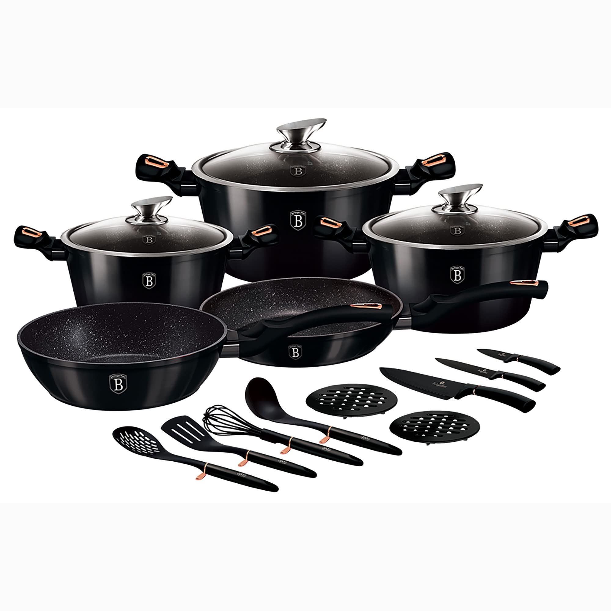 berlinger-haus-shiny-black-batterie-cuisine-17-pi-ces-induction-noir image 1