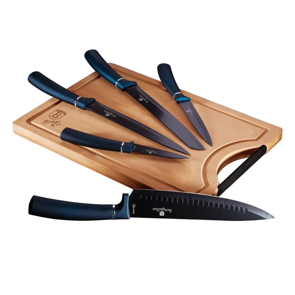 berlinger-haus-aquamarine-set-5-couteaux-planche-bambou image 1