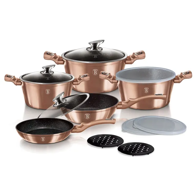 berlinger-haus-rose-gold-batterie-cuisine-13-pi-ces-induction-marbre image 1