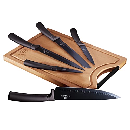 berlinger-haus-carbon-pro-set-5-couteaux-cuisine-planche-bambou image 2