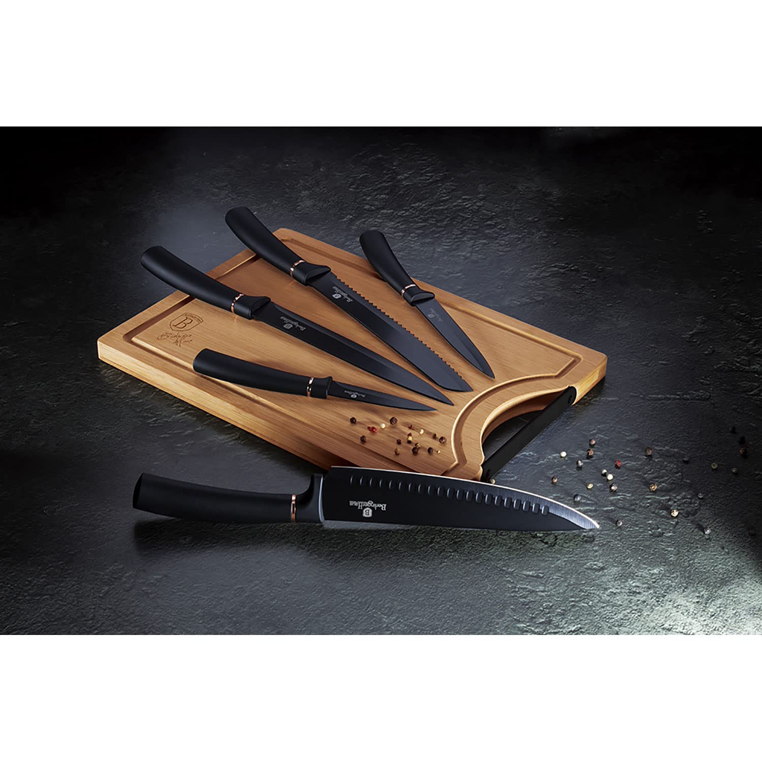 berlinger-haus-black-rose-set-5-couteaux-cuisine-planche-bambou-inox image 2
