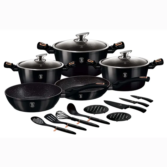berlinger-haus-shiny-black-batterie-cuisine-17-pi-ces-induction-noir image 1