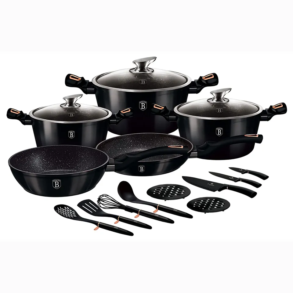 berlinger-haus-shiny-black-batterie-cuisine-17-pi-ces-induction-noir image 1