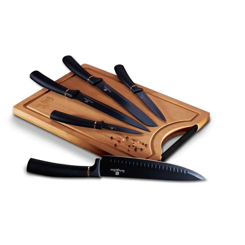 berlinger-haus-black-rose-set-5-couteaux-cuisine-planche-bambou-inox image 1
