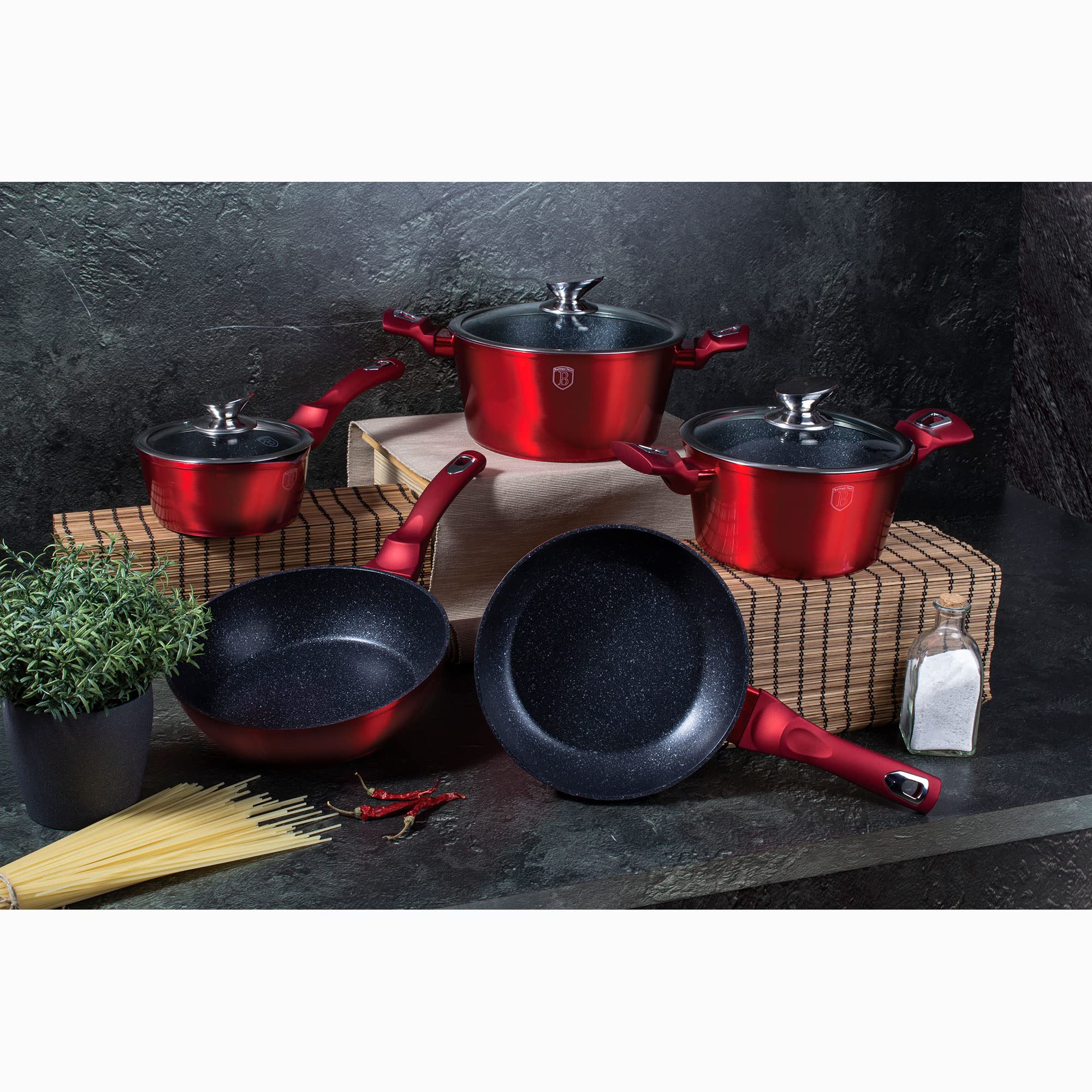 berlinger-haus-burgundy-batterie-cuisine-induction-17-pi-ces-rouge-marbre image 2
