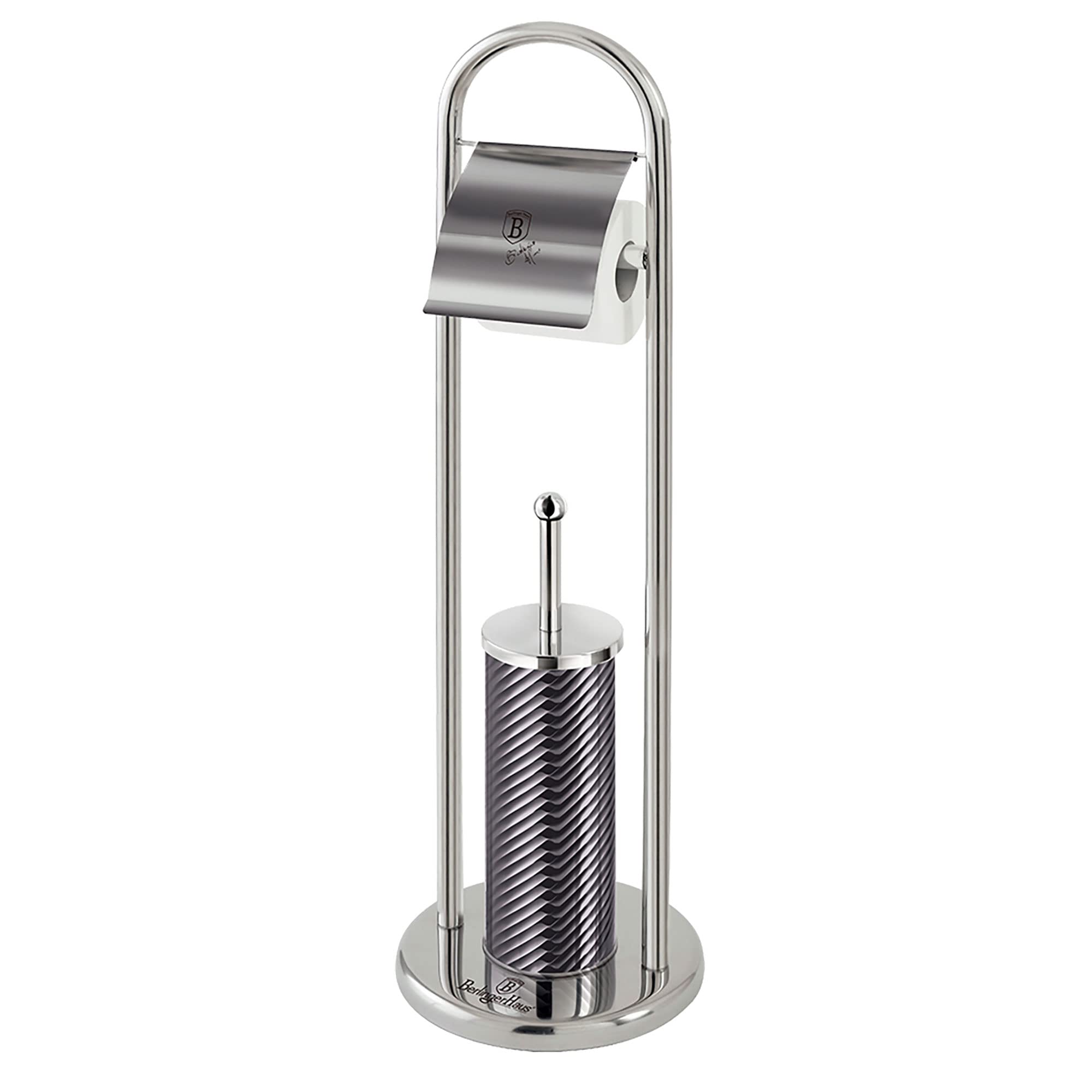 berlinger-haus-carbon-pro-porte-rouleau-brosse-wc-inox-gris image 1