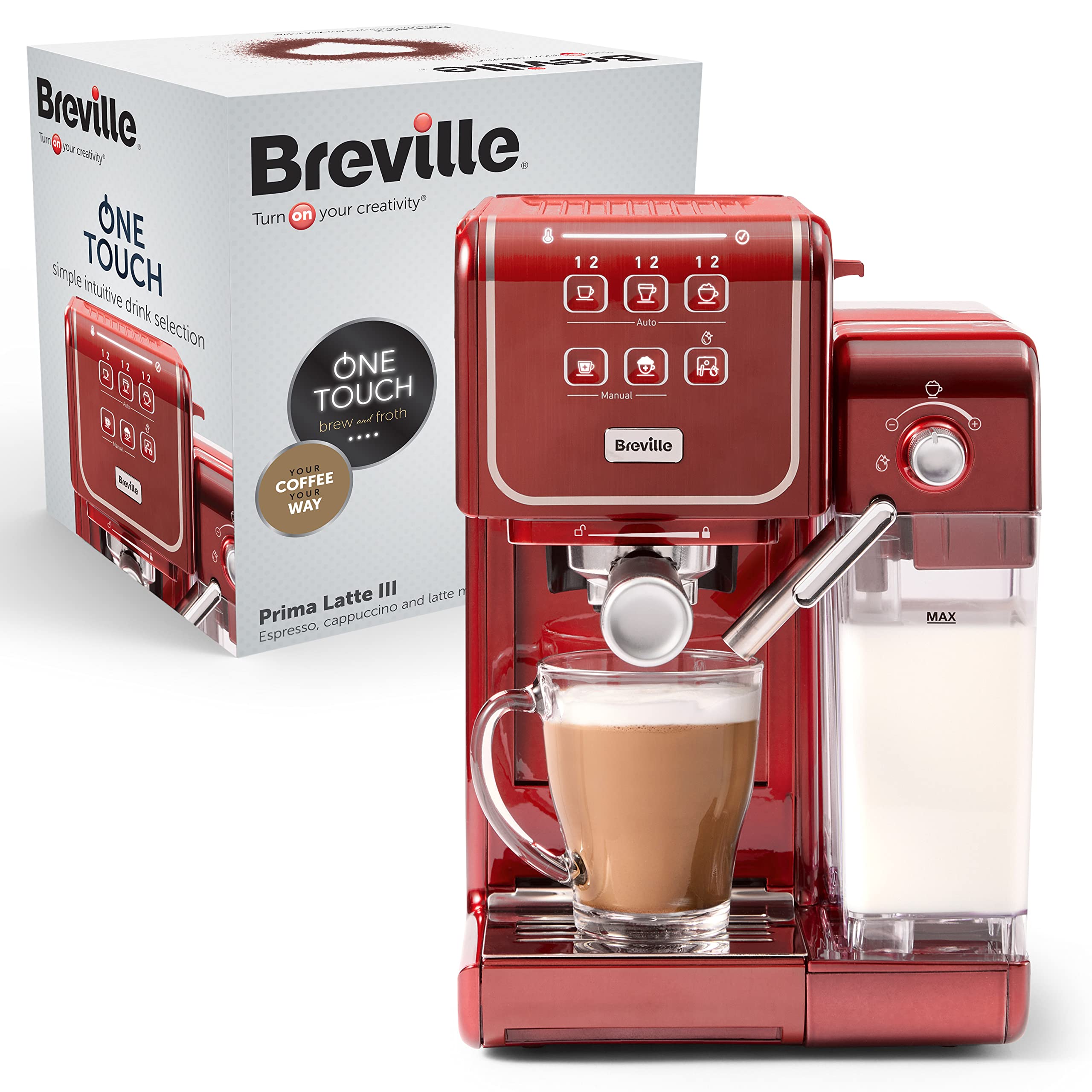 breville-prima-latte-iii-machine-expresso-rouge-19-bars-ese image 1